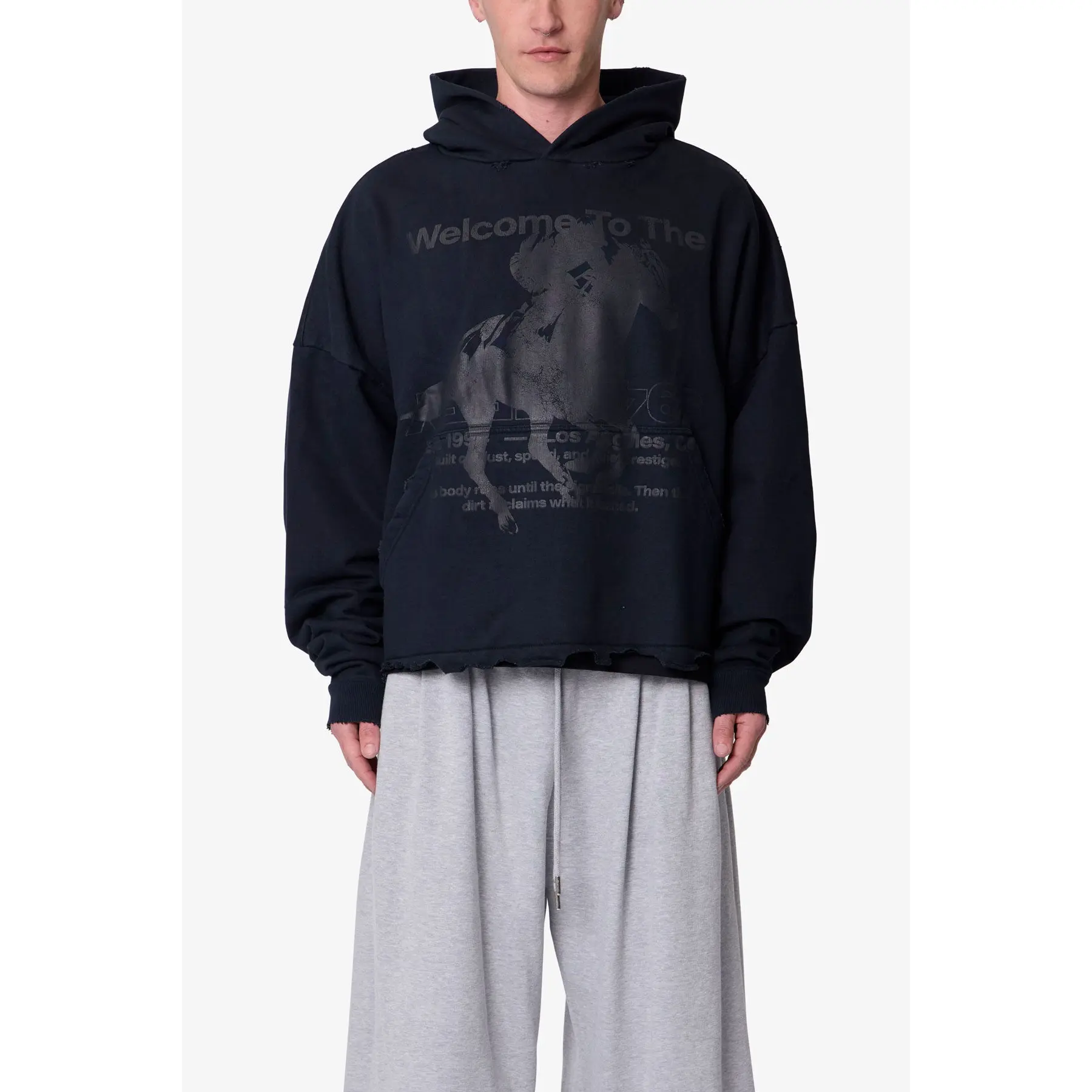mnml Moth Eaten Hoodie - Black