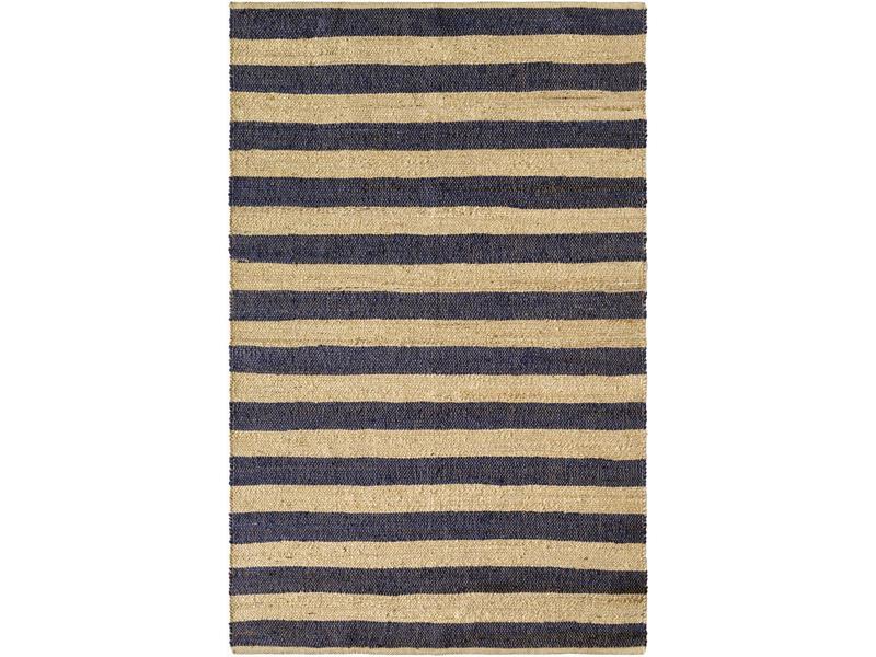 Livabliss Classic Atina Handwoven Jute Natural Fiber Decorative Rug - 27" x 45", Navy & Beige, Durable High-Traffic Small Rectangle Modern Floor Rug for Indoor Minimalist Home Aesthetic