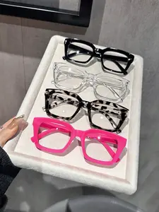 Unisex Geometric Multicolor Plastic Glasses, Plastic Frame, Modern Simple Transparent Eyewear, Preppy Style, Suitable for Daily Life, Dates, Outings, All Seasons, Square Frame Eyewear