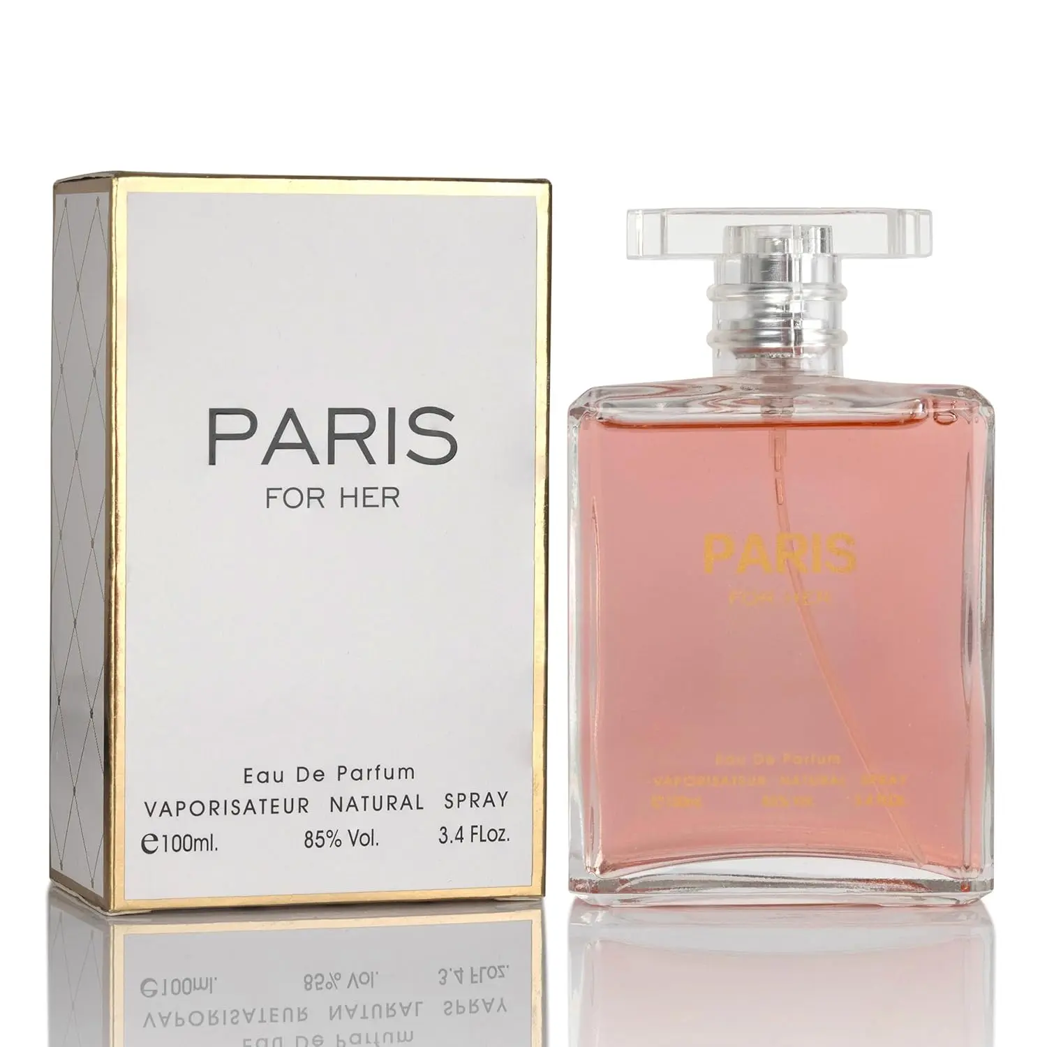 Women's Paris For Her Regular Edition Eau de Parfum Spray - 3.4 fl oz (3 to 3.9 fl oz Range) Long-Lasting Daywear Casual Elegant Perfumes for Women, No Harmful Additives, Ideal Beauty Gift for Adults' Birthday-Anniversary, Women Perfumes