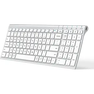 BK10 Bluetooth Keyboard, Keyboard USB-C Rechargeable Bluetooth 5.1 with Number Pad Ergonomic Design Full Size Stable Connection Keyboard for iPad, iPhone, Mac, iOS, Android, Windows