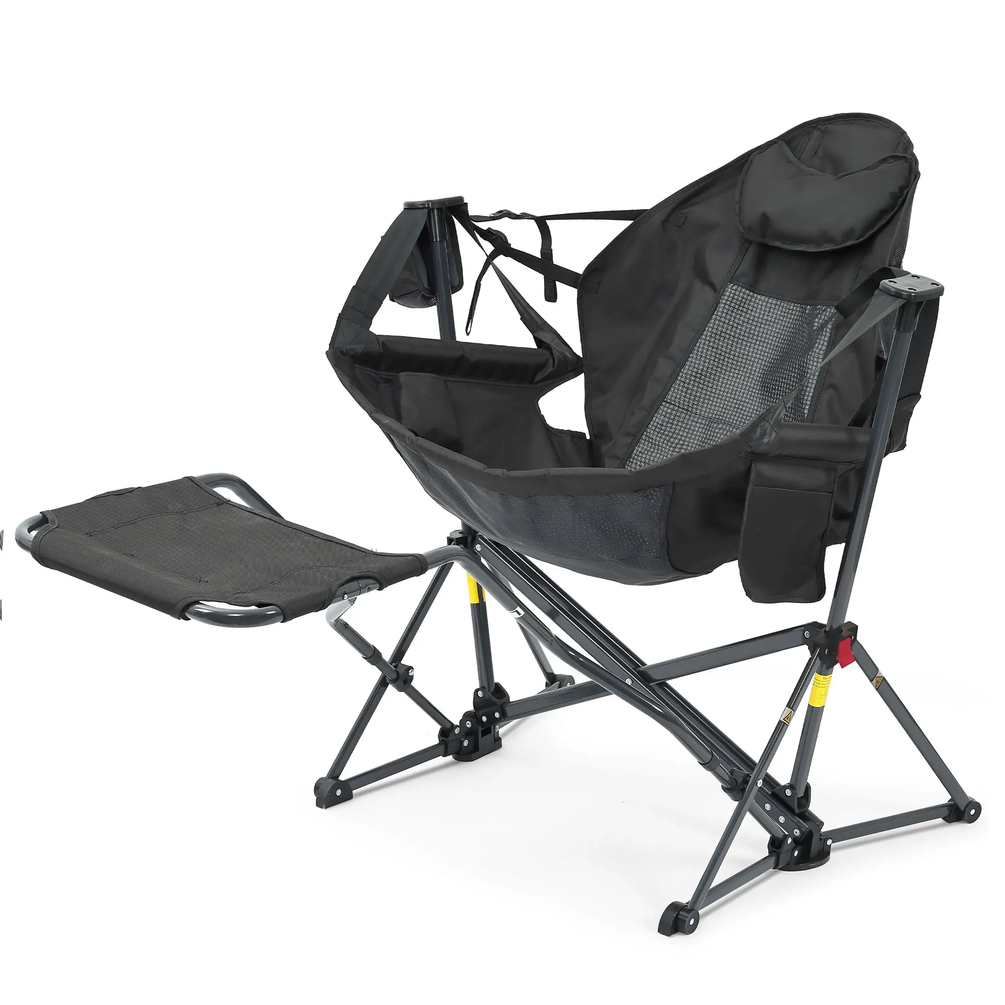 【2026 New Upgrade】GDY Hammock Camping Chair with Pedal and Mesh Seat For Summer - Adjustable Recline & Portable Design - Max 450 lbs Capacity - Perfect for Patios & Gardens - Black