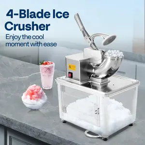 VIVOHOME Commercial Ice Crusher Shaver with Four Blades, Electric Snow Cone Maker Machine, 350W Shaved Ice Machine with Safety Switch for Both Home and Commercial Use, 660lbs/hr