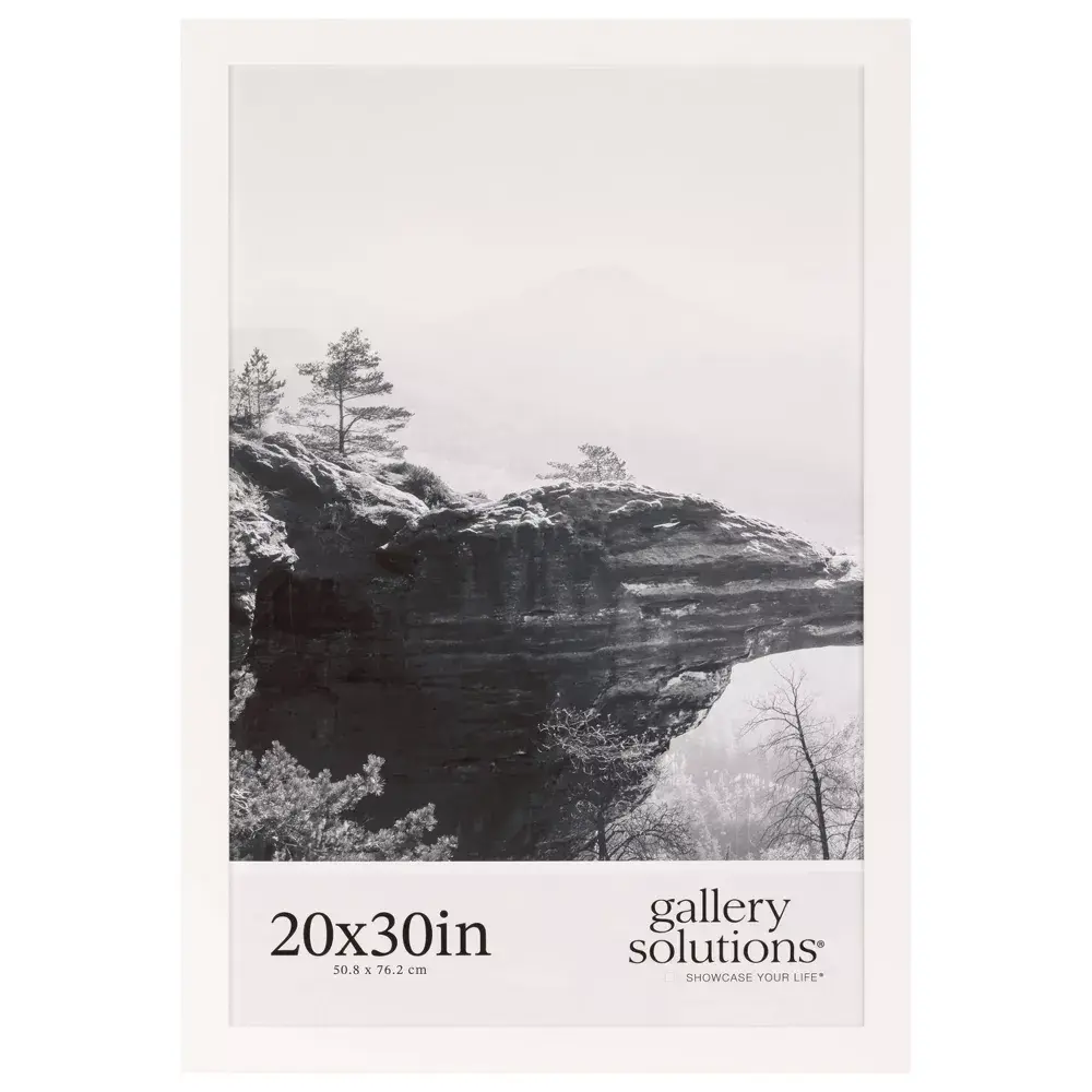 Gallery Solutions White 20"x30" Wall Photo Frame, Minimalist MDF Hanging Frame, Lightweight for Artwork Display