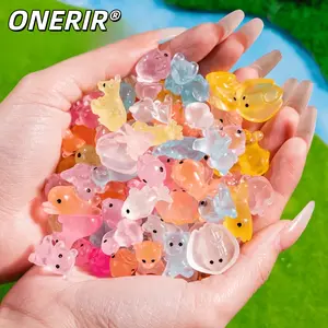 ONERIR Tiny Resin Glow Effect Animal Figurines, 50/100/200 Pcs Luminous Mini Statues for Aquarium, Fairy Garden Home Decor Supplies