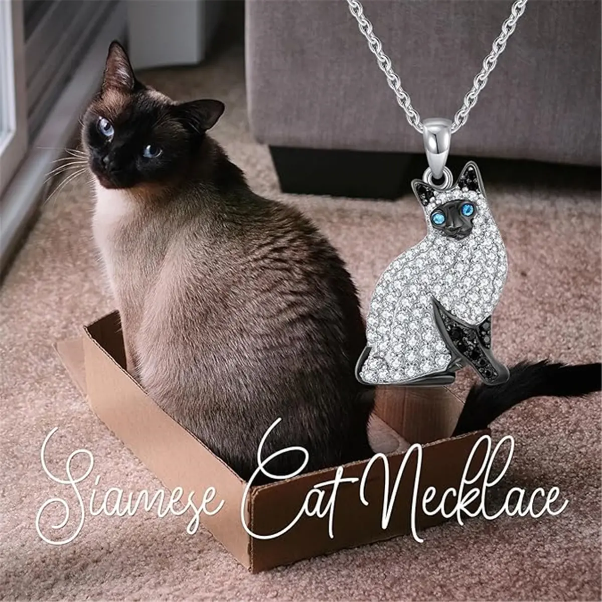 1Pc Elegant Siamese Cat Pendant Necklace for Women Exquisite Pet Kitten Jewelry Accessories Unique Cat Lover Birthday Holiday Gift