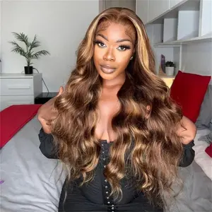 BGMgirl Brown Highlight Body Wave 6*4 Wear Go Glueless 180% Density Pre Plucked Pre Cut Lace Closure Wig Colored Human Hair Wig TikTokShopBlackFriday