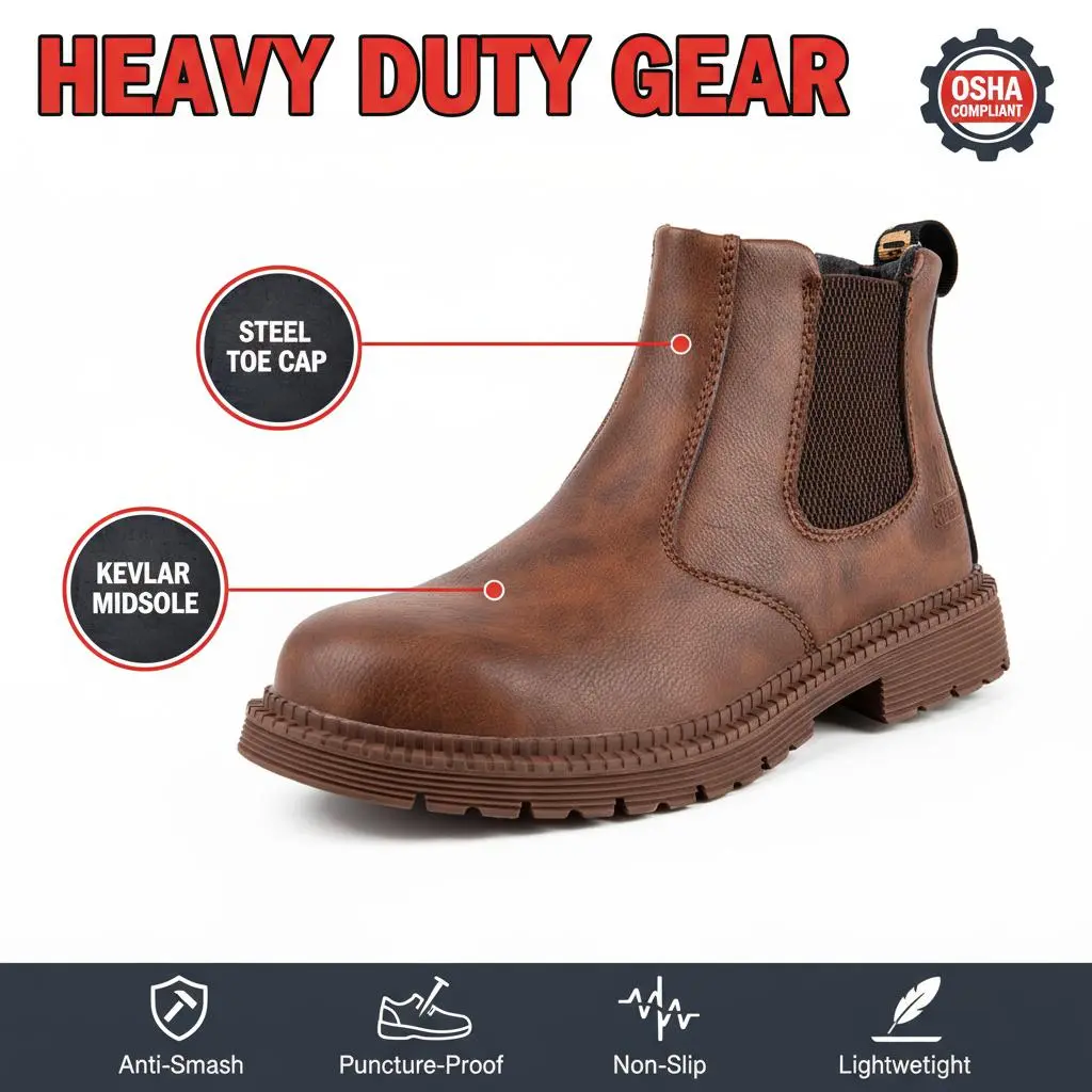 Unisex Slip-on Work Shoes, Breathable Waterproof Safety Clogs for Kitchen Workers, Anti-Slip Puncture-Proof Footwear for Women