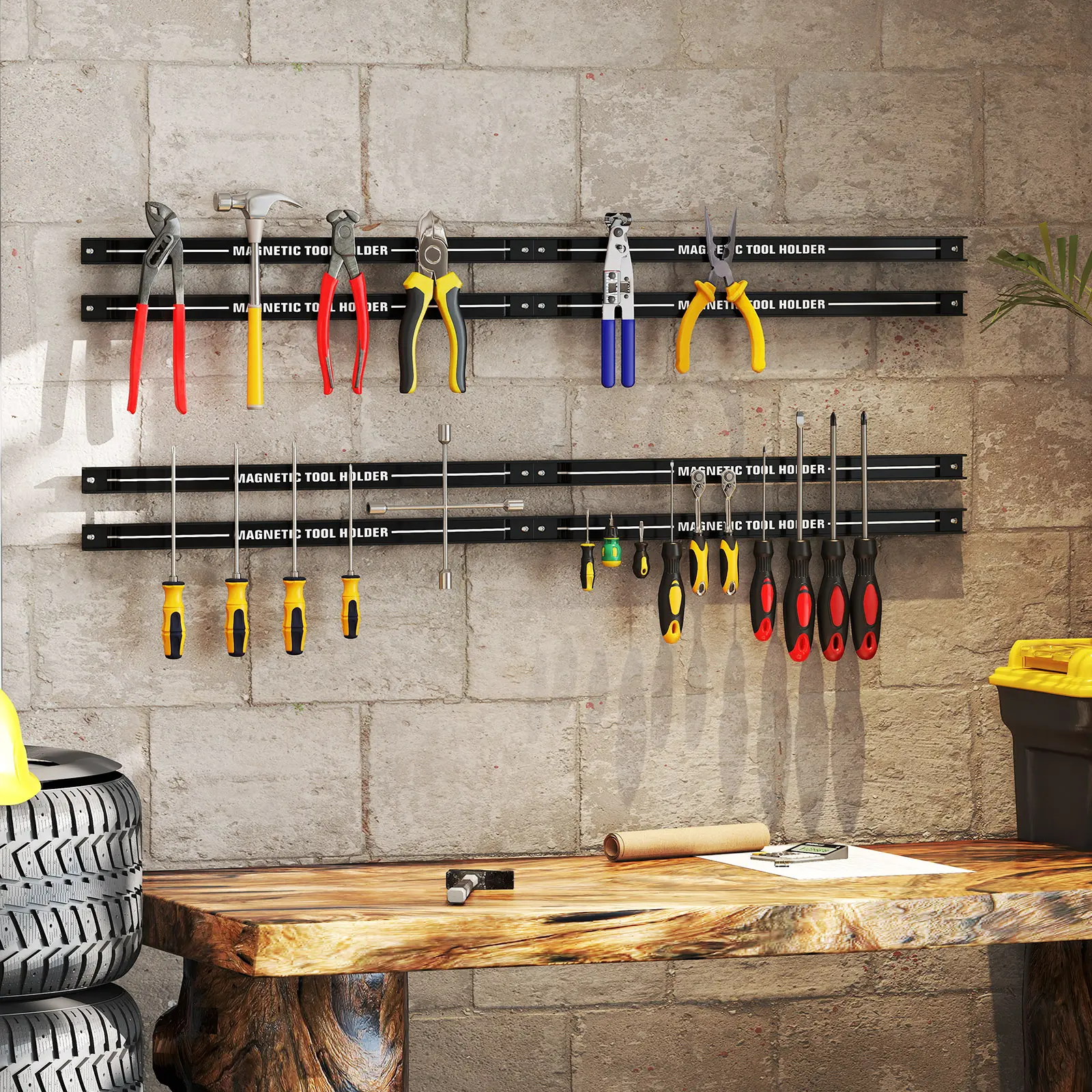 COSTWAY - 18 Inch Magnetic Tool Holder Strip with Mounting Screws-Black COSTWAY - 18 Inch Magnetic Tool Holder Strip with Mounting Screws-Black