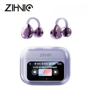 ZIHNIC M100 Clip On Ear Headphones with Audio-visual future Touch Screen, Audio Wireless Headphones for Music & Phone Calls,