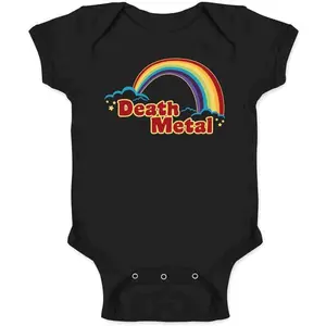 Pop Threads Death Metal Retro Rainbow 70s 80s Sarcastic Infant Baby Boy Girl Bodysuit
