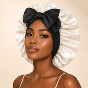 Luxury Satin Sleep Cap With Adjustable Bow - Suitable For Curly/Braided/Natural Hair, Multiple Colors Available, Essential For Overnight Hair Care, Soft & Snug Fit, Premium Bathroom Accessory, Beauty Travel Essential Sleep Bonnet