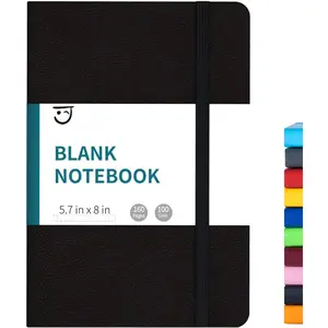 Blank Journal Notebook, A5, 160 Pages 100 Gsm Thick Sketch Books Hardcover Journal for Writing, 5.7 inches x 8 inches Notebooks for Work (Black)
