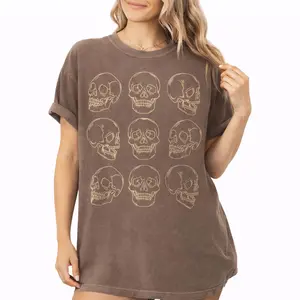 Comfort Colors Skull Halloween Shirt, Vintage Skull Graphic Tee, Spooky Season Shirt, Gift for Gothic Lovers