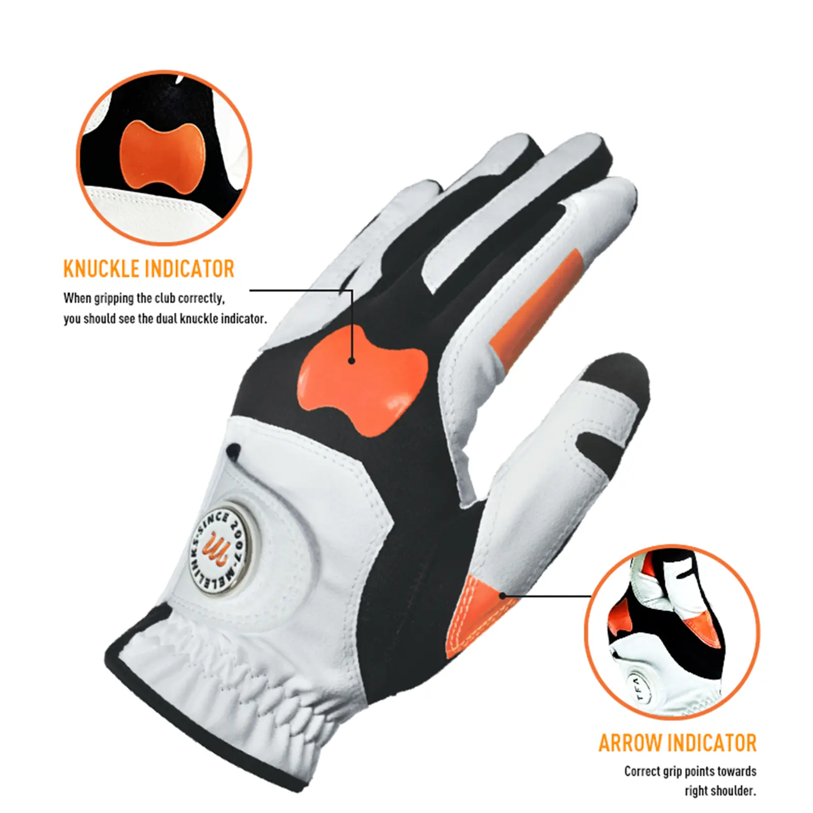 Unisex Premium Non-Slip Golf Gloves - Breathable Stretch Fabric Moves with Every Swing, Silicone Grip, Built-in Magnetic Marker, Flexible Snug Fit - Left/Right Handed - Golf Accessories for Performance Comfort, Silicone Palm, Full Finger, Stretch Spandex