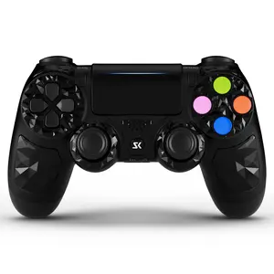 ISHAKO Wireless Game Controller for PS4/PS3/PC/Android/iOS, With Double Vibration Six Axis Gyro, Capacitive Touchpad, Built in speaker and 3.5mm headphone jack, PS4 games, gamepad, Black, PS413 Gaming Items Console