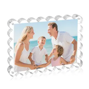5x7 Inch Clear Acrylic Picture Frames with Scalloped Edge for Home/Office Desktop