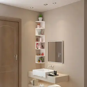 Home corner storage rack, wall triangular hanging storage shelf, corner divider, multi-level bookshelf for walls in kitchen, multi-layer wall-mounted storage, Wall Mounted Organizer