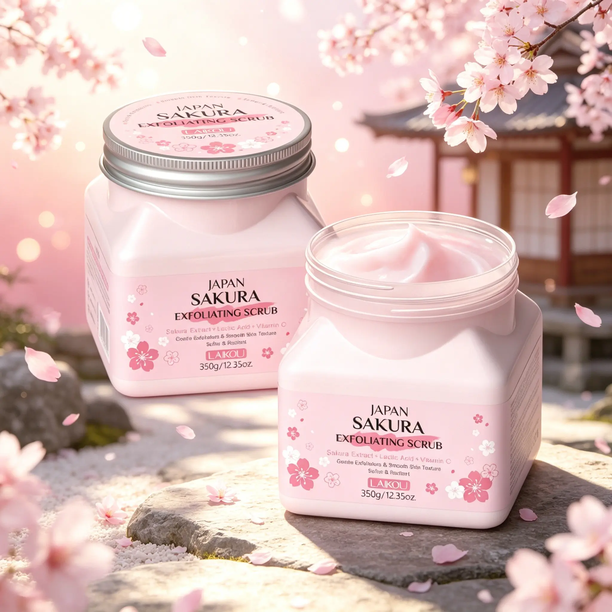 Sakura Exfoliating Scrub Exfoliating Body Care Universal For Face & Body Exfoliate Body Gentle Cleansing Hydrating Face Body Exfoliator