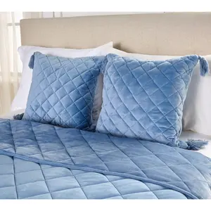 Home Reflection Set of 2 18x18 Plush Diamond Dec Pillows with Tassels