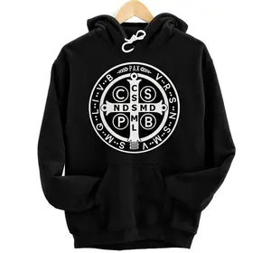 Personalized Catholic Sacramental Saint Benedict Medal Pullover Hoodie