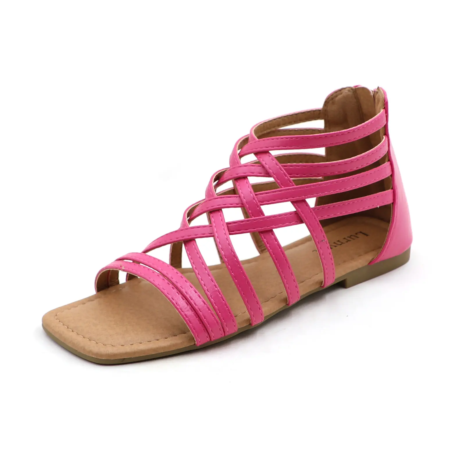 Women's Sandal, Comfortable Gladiator Sandals Ankle Strap Flats Sandalias Para Mujer Beach Sandals Wide Width Open Toe Cross Strappy Sandals for Women Dressy Summer