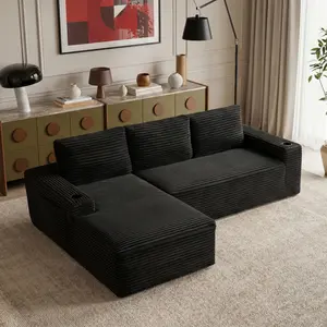 104 Inch Cloud Sectional Couch Modern Modular Sectional Sofa with Deep Seat,Corduroy Boneless Couches with L-Shape Chaise for Living Room Bedroom,No Assembly Required