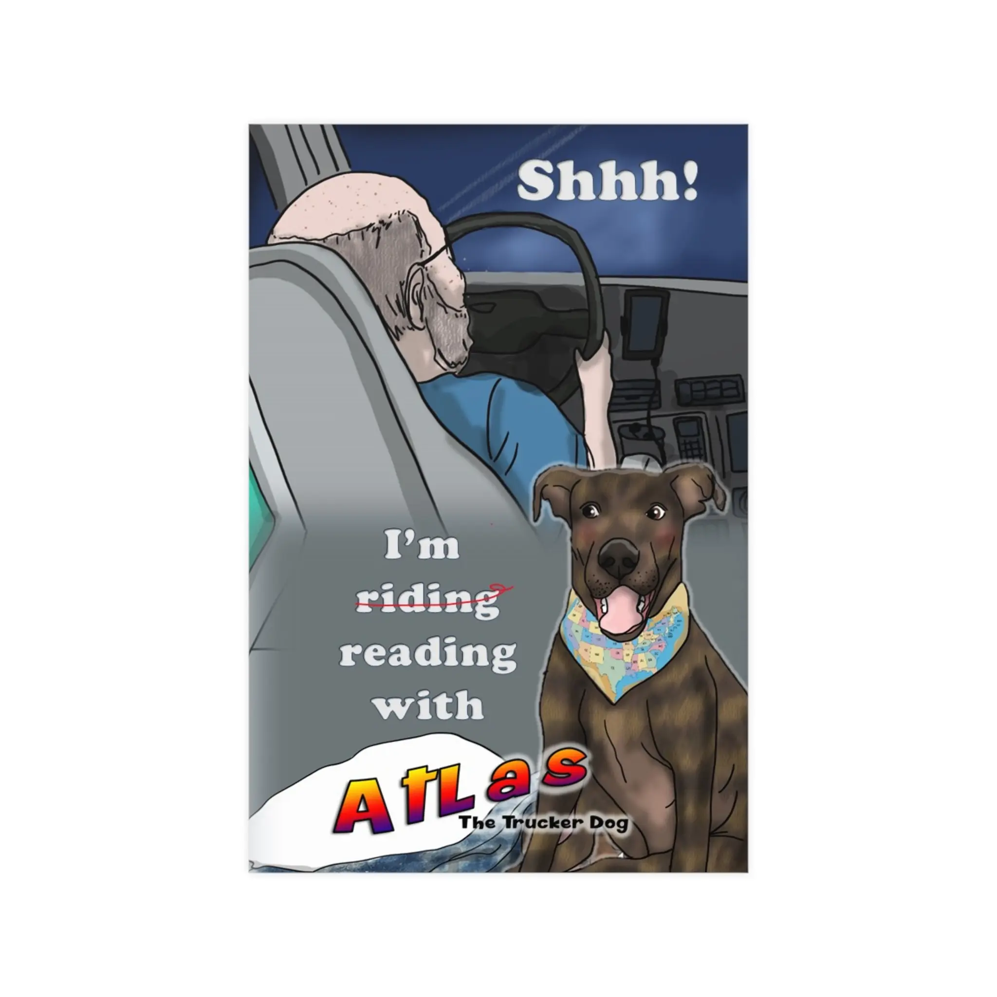 Dog-Themed Matte Poster Encourages Early Literacy, Trucker Dog Art, Unique Wall Decor, Pet Lover Gift, Kid's Room Poster, Fun Trucking Posters