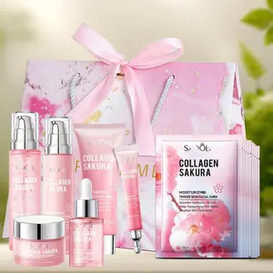 16-Piece Sakura Collagen Skincare Set (with Gift Bag, Multi-Piece Combo) - Hydrating & Moisturizing Kit for Skin Nourishment, Daily Essential for Soft Smooth Skin, Elegant Gift Box & Bag Packaging, Stylish Cosmetics, Perfect Gift for Friends & Mom