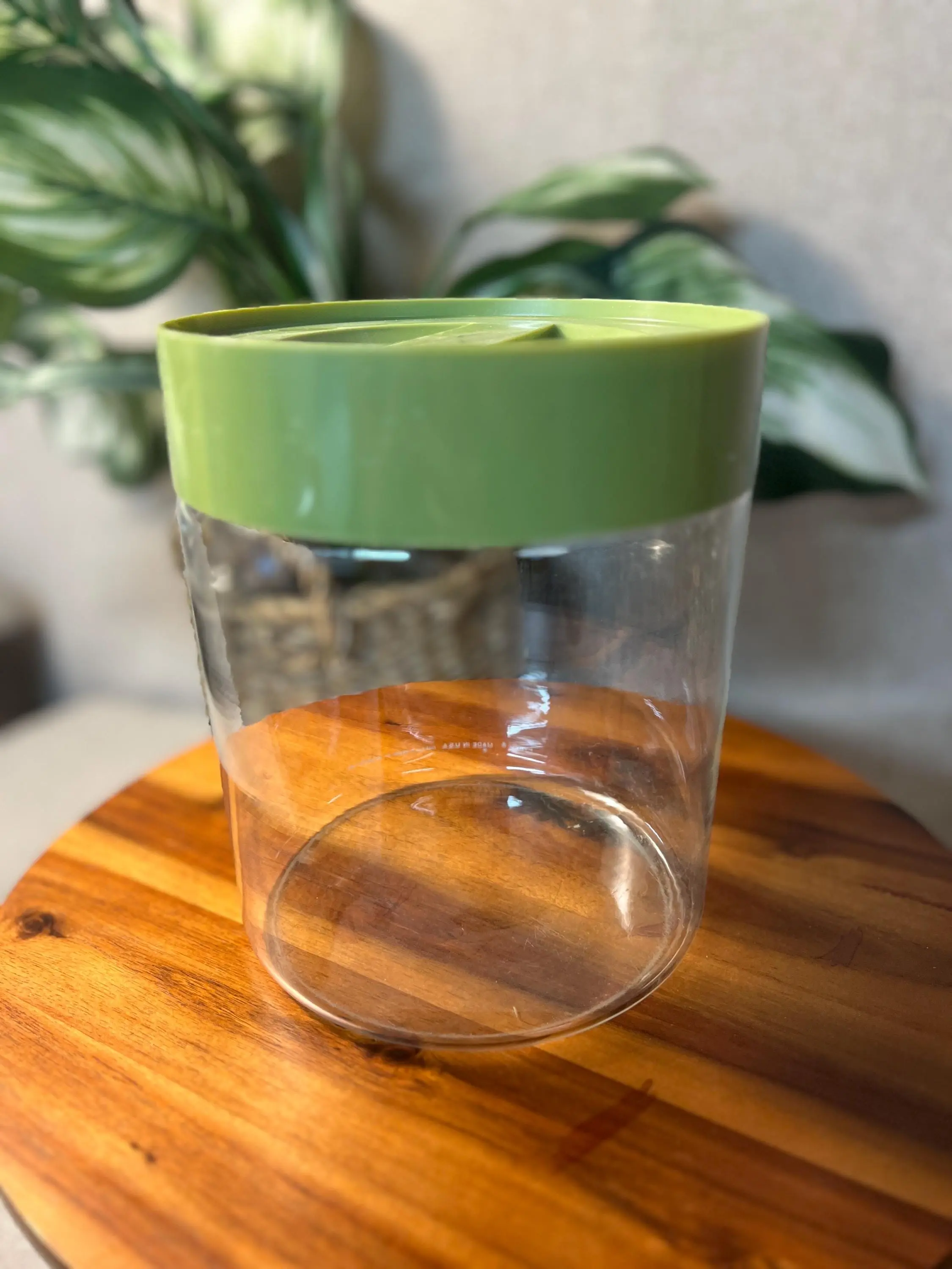 Pyrex Vintage "Store N' See" Glass Canister with Avocado Green Lid, 1970's Retro Home Storage Jar Organizer