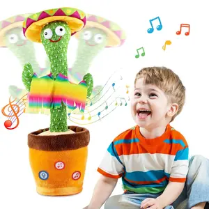 Dancing Talking Cactus Singing Talking Recording Mimic Repeating What You Say  Electronic Light Up Plush Give for Kids Gifts