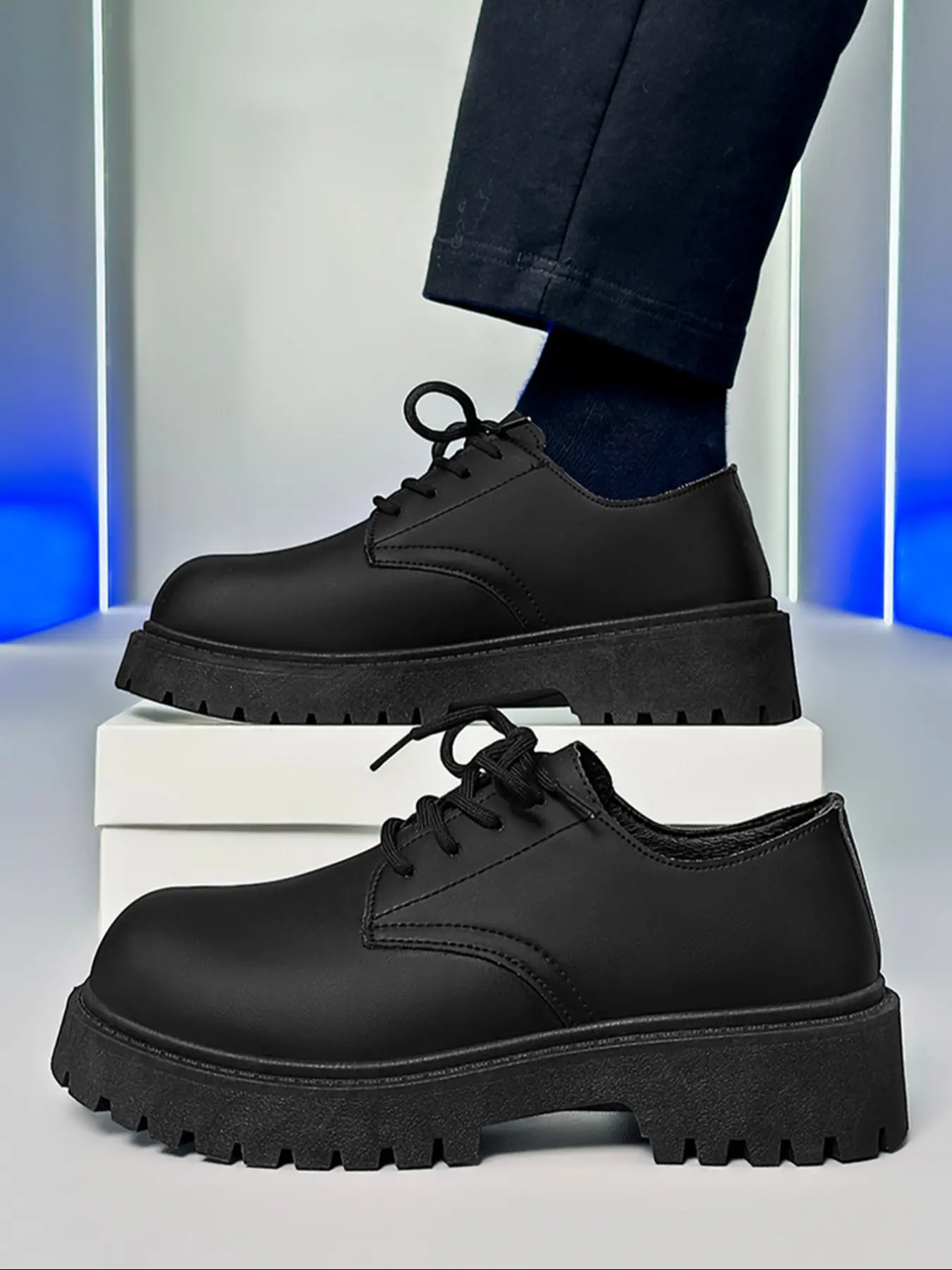 Men's Fall Casual Retro Thick Sole Derby Shoes, Wide Fit British Style Formal Loafers, Comfortable High Heel Sneakers, Business Casual Oxfords, Pu Leather Shoes
