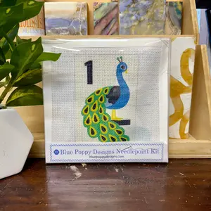 Mahjong One Bird Bamboo Needlepoint Kit Peacock