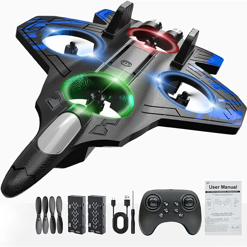 4DRC Durable Remote Control Aircraft - Foam Fighter Jet Model, 360° Flip Easy-to-Fly Flying Toy for Beginners, 2 Batteries (Kids)