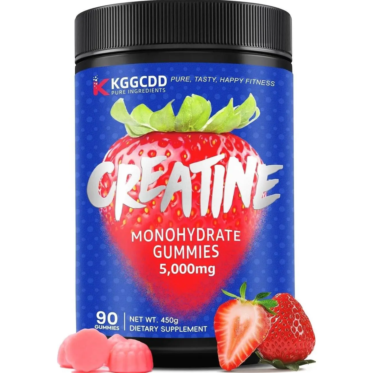 99.99% Creatine Monohydrate Gummies for Men & Women, 5,000mg Tasty Creatine Gummies for Muscle Strength, Endurance, Recovery & Sugar Free, Gluten-Free, Vegan, Non-GMO, 90 Count