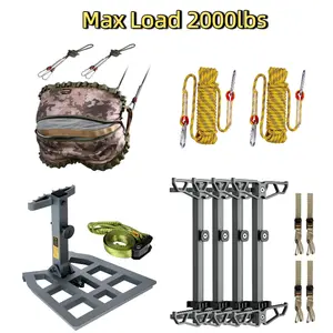 4-in-1 Complete Tree Saddle Hunting System - 4-in-1 Climbing Kit with Platform, Sticks, Hammock Seat & 2 PC Safety Ropes, 350LB Capacity Lightweight Aluminum Gear for Deer Hunting