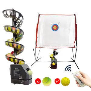 POSBOLL Pickleball Machine Thrower with Catch Net, Remote-Controlled Portable, Built-in 5200mAh Lithium Battery, Portable Outdoor Accessory Training