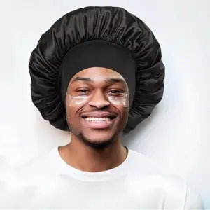 Men's Sleeping Cap, Solid Color Satin Hair Bonnet for Men, Hair Protector Cap for Men, Satin Hair Bonnet for Sleeping, Night Sleeping Cap