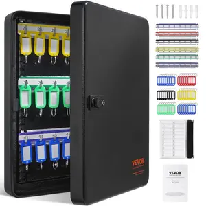summervibes VEVOR 48-Key Cabinet, Key Safe with Combination Key Lock, Digital Security Storage Box Steel Key Organizer with Adjustable Racks, 48 pcs Colorful Key Tags and A Record Card for School, Office, Hotel