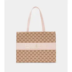 BEBE SERENA LG JAQUARD TOTE (POWDER PINK)