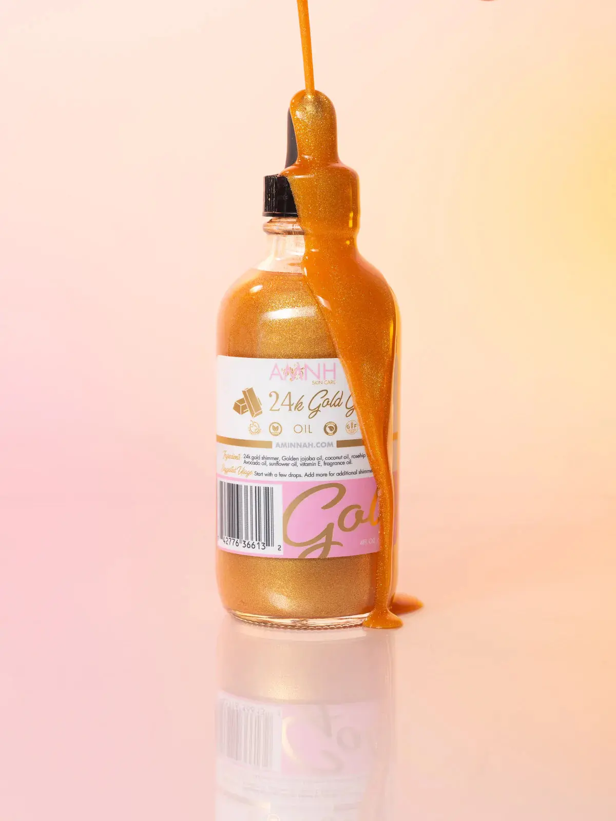 24K Gold Glow Body Oil - Moisturizing Formula with Coconut, Vanilla, Argan, Avocado, Golden, Jojoba & Sunflower Fragrances