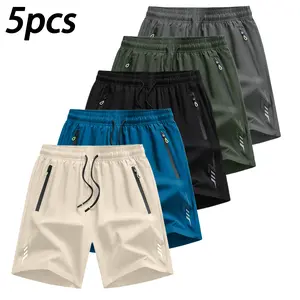 5 Pack Boys Quick Dry Athletic Shorts, Youth Summer Sports Shorts with Zipper Pockets, Loose Casual Running Shorts for Kids