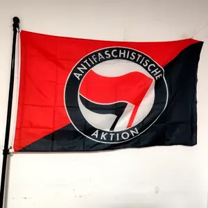 Antifascist Action Flag 90x150cm, Anti Racism Antifa Banner Polyester for Outdoor Indoor Protest March Social Justice Wall Decor
