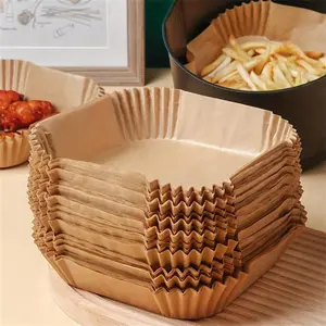 100-Pcs Disposable Air Fryer Liner, Non-stick Parchment Paper Liner, Easy Cleaning Baking Paper Liner for Baking, Roasting, Commercial Use