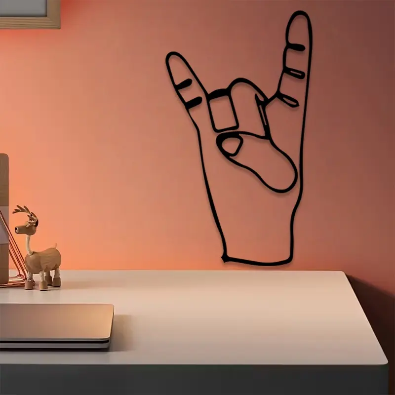1pc Rock On Metal Wall Art, Rock On Statue Mural, Perfect for Bedroom Wall, Music Room Wall, Bar Wall, Rock Decor, Ideal Gift for Music Lovers, Rust-Resistant Metal