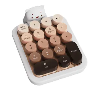 AJAZZ AF18 wireless numeric keypad with 18 key layout, detachable little bear silicon dirt cover and keycap, plug and play 2.4G connection, suitable for multiple environments, student finance, math calculation, self provided AAA battery * 1