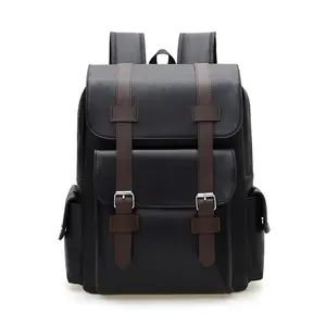 Men's PU Leather Backpack Fashion Business/Lifestyle Bag (Fits 14-Inch Laptop), Spacious Capacity for Wallets/Phones, Adjustable Strap Design, Lightweight for Work/Leisure/Travel