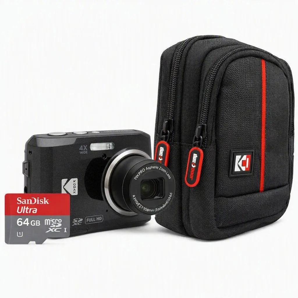 Kodak PIXPRO FZ45 16MP Digital Camera (Black) - 64GB Premium Photography Bundle with Storage Card