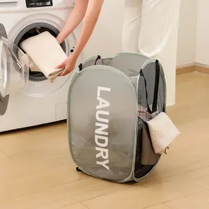 1PC Gray Foldable Laundry Hamper – Large Capacity Clothes Basket for Bedroom, Bathroom & Easy Home Organization