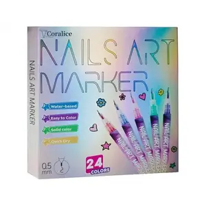 gift for valentines's day 1set Nail Doodle Pen 24 color Nail Paint, Nail Paint DIY Quick Drying Dot Stitching Pen, Precision 3D Doodle Nail Art Pen, Nail Art Pen Set, Quick Drying, Suitable For Home And Salon DIY, Details And Design